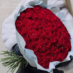 Букет из 101 красной розы 60 см (Россия) 