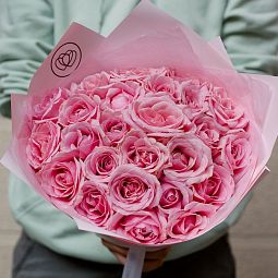 Букет из 25 нежно-розовых роз 35-40 см (Россия)