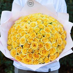 Букет из 101 желтой розы 35-40 см (Россия)