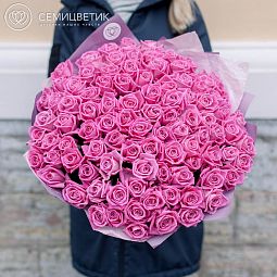 Букет из 101 розовой розы 40 см (Россия)