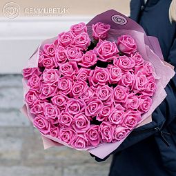 Букет из 51 розовой розы 35-40 см (Россия)