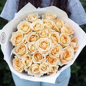 Букет из 25 кремовых роз 60 см (Россия)
