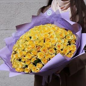 Букет из 151 желтой розы 35-40 см (Россия)