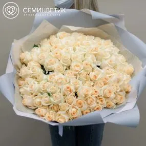 Букет из 101 кремовой розы 60 см (Россия)