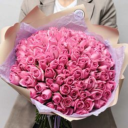 Букет из 101 розовой розы 40 см (Кения)