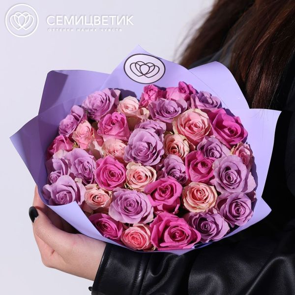 Букет из 35 роз микс 35 см (Кения)