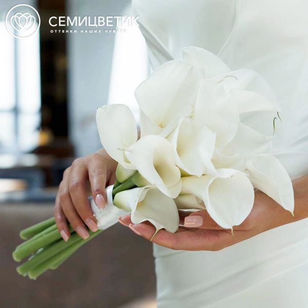 Свадебный букет из 11 белых калл