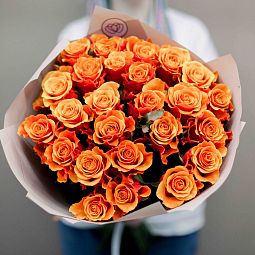 Букет из 25 красно-желтых роз 70 см (Россия)