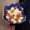 25 белых и розовых роз (Кения) 40 см Premium