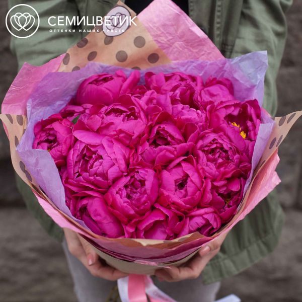 Букет из 19 малиновых пионов Standart