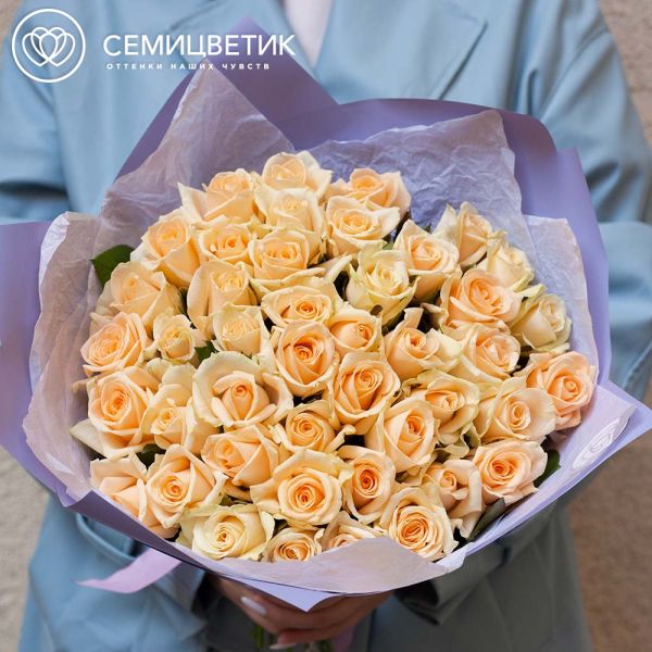 Букет из 45 кремовых роз 35-40 см (Россия)