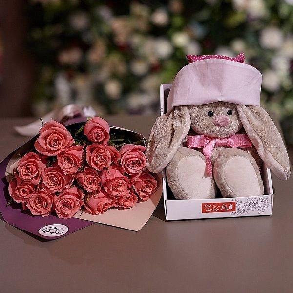 15 розовых роз (Кения) 40 см Premium