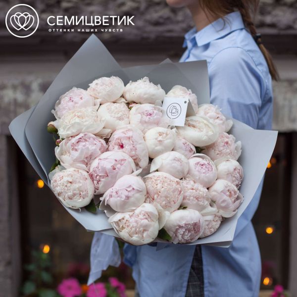 Букет из 25 нежно-розовых пионов Gardenia Premium