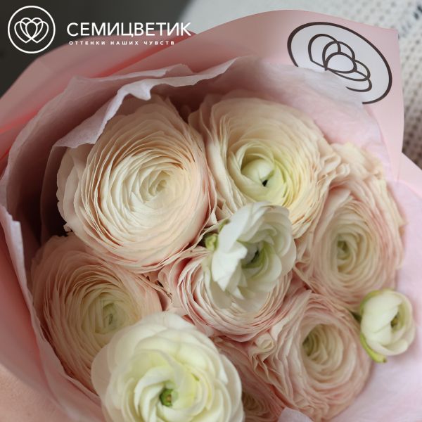 Букет из 7 розовых ранункулюсюв