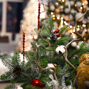 Большая новогодняя композиция из нобилиса с оленем