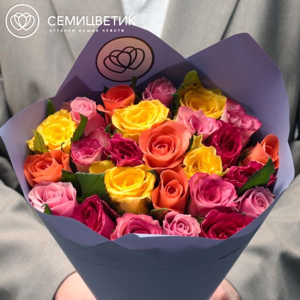 Букет из 25 роз 35-40 см микс (Кения)