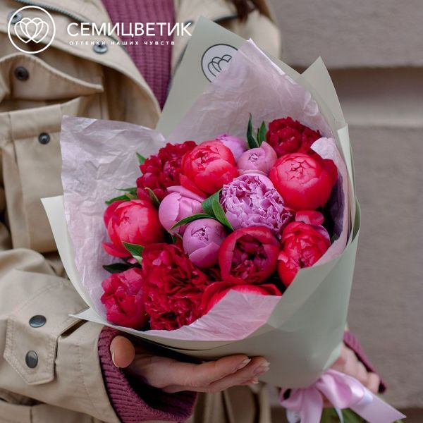Букет из 15 пионов микс Standart