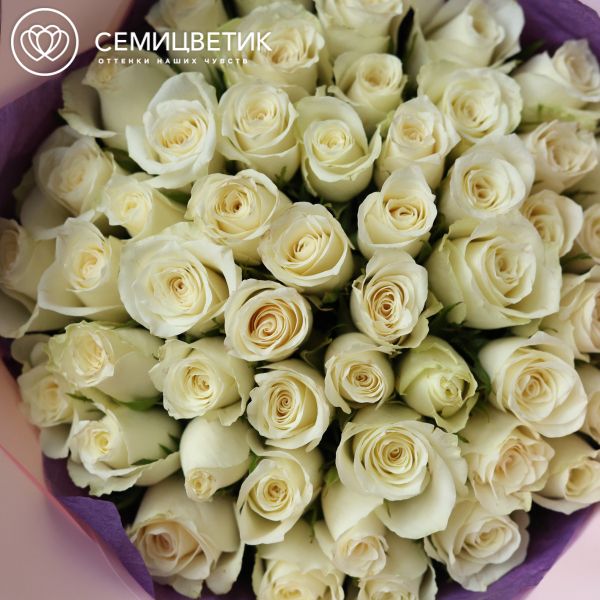 Букет из 51 белой розы 35 см (Кения)