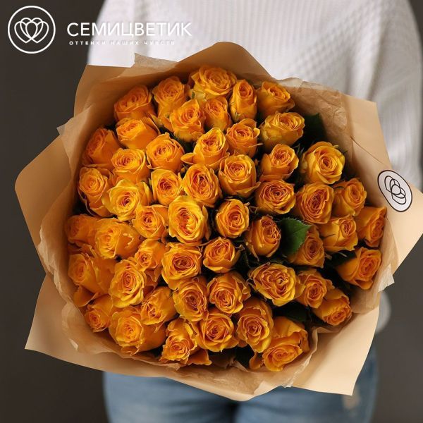Букет из 51 желтой розы 40 см (Кения)