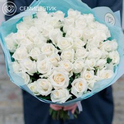 Букет из 51 белой розы (Россия) 35 см