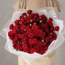 Букет из 25 красных кустовых роз 40-50 см (Россия)