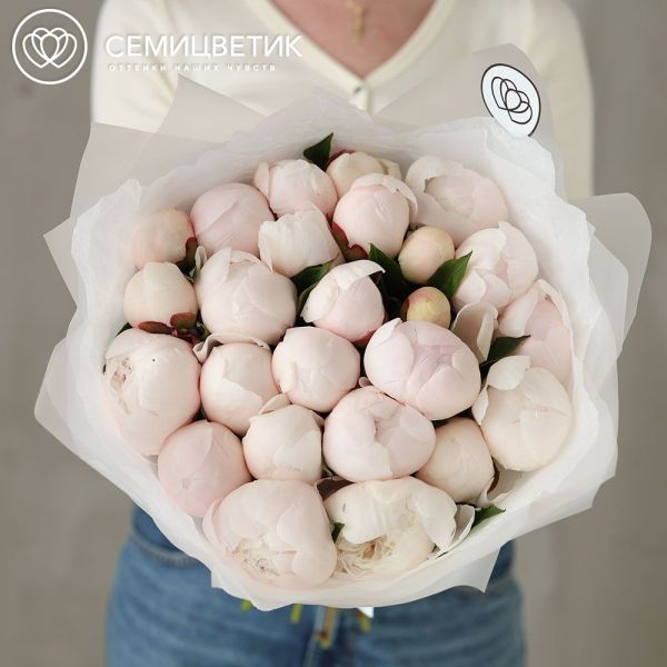 Букет из 25 нежно-розовых пионов Standart Plus