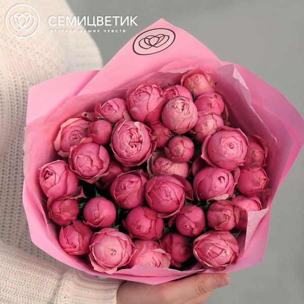 Букет из 9 розовых кустовых пионовидных роз Silva Pink