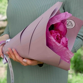 Букет из 5 малиновых пионов Premium