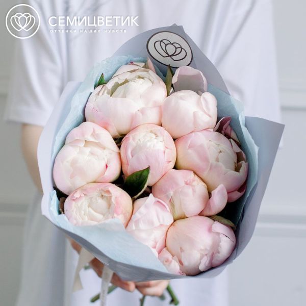 Букет из 9 нежно-розовых пионов Gardenia Premium