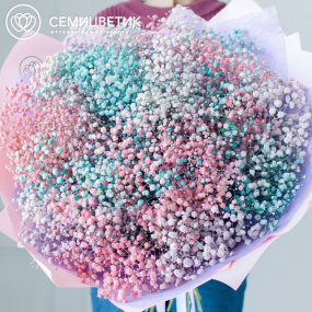 Букет из 25 гипсофил микс в розовой пленке