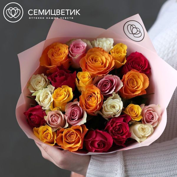 Букет из 25 роз 35-40 см микс (Кения)