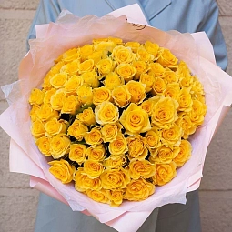 Букет из 75 желтых роз 35-40 см (Россия)