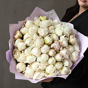 Букет из 51 белого пиона Kelway`s Glorious Premium
