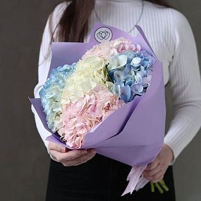 Букет из 5 гортензий нежный микс