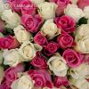 Букет из 51 белой и розовой розы микс (Кения) 40 см Standart