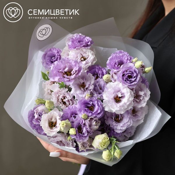 Букет из 9 сиреневых махровых лизиантусов