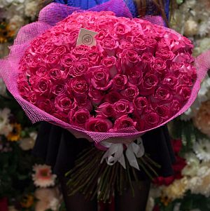 Букет из 101 розовой розы Topaz 60 см (Эквадор)