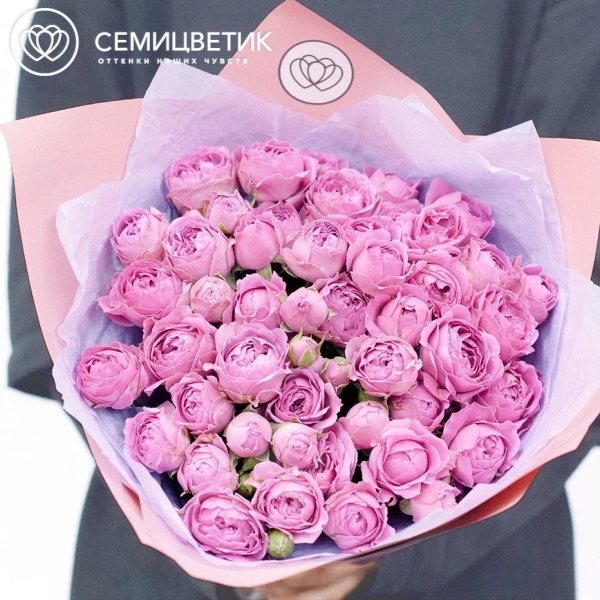 Букет из 25 ярко-розовых пионовидных роз 40 см (Россия)