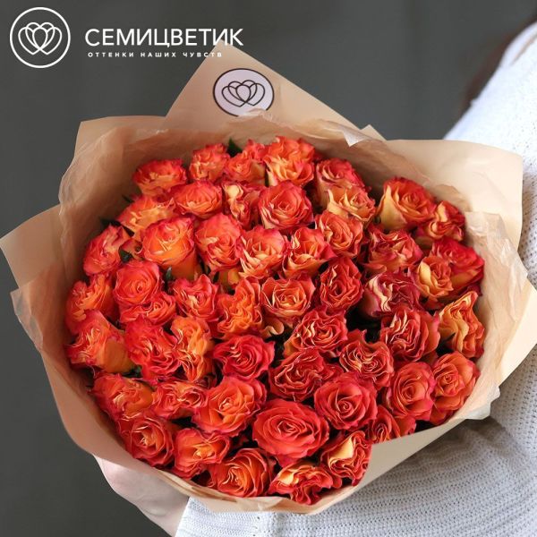 Букет из 51 оранжевой розы 40 см (Кения)