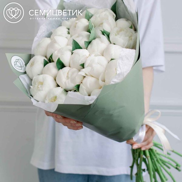 Букет из 25 белых пионов Premium