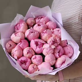 Букет из 25 нежно-розовых пионов Angel Cheeks Premium