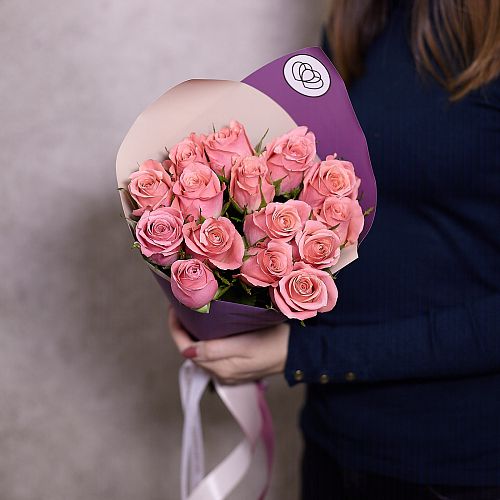 15 розовых роз (Кения) 40 см Premium