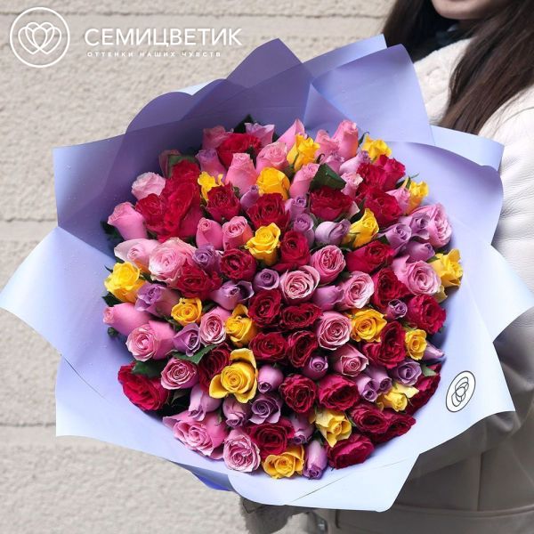 Букет из 101 розы 35 см микс (Кения)