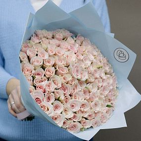 Букет из 101 нежно-розовой розы 30 см (Кения)