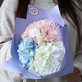 Букет из 3 гортензий нежный микс