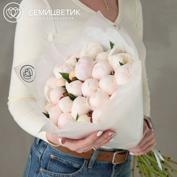 Букет из 25 нежно-розовых пионов Standart Plus