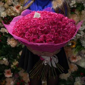 Букет из 101 розовой розы Topaz 60 см (Эквадор)