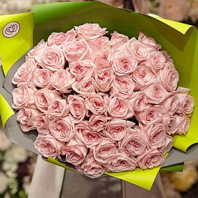 Букет из 51 розовой пионовидной розы Pink O'Hara 40 см