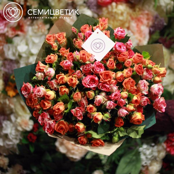 Букет из 35 кустовых роз 40 см микс (Кения) 
