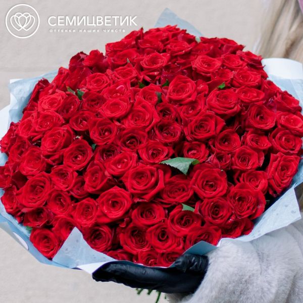 Букет из 101 красной розы 40 см (Россия)